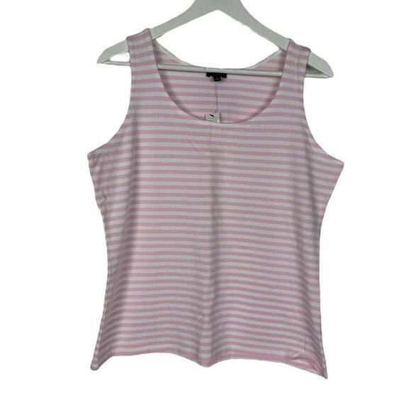 Talbots Pink White Large Round Neck Tank - Picture 1 of 5